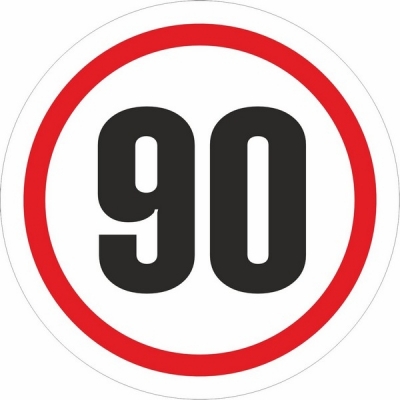 Indicator Semnalizare Limitare viteza 90, autocolant diametru 120mm